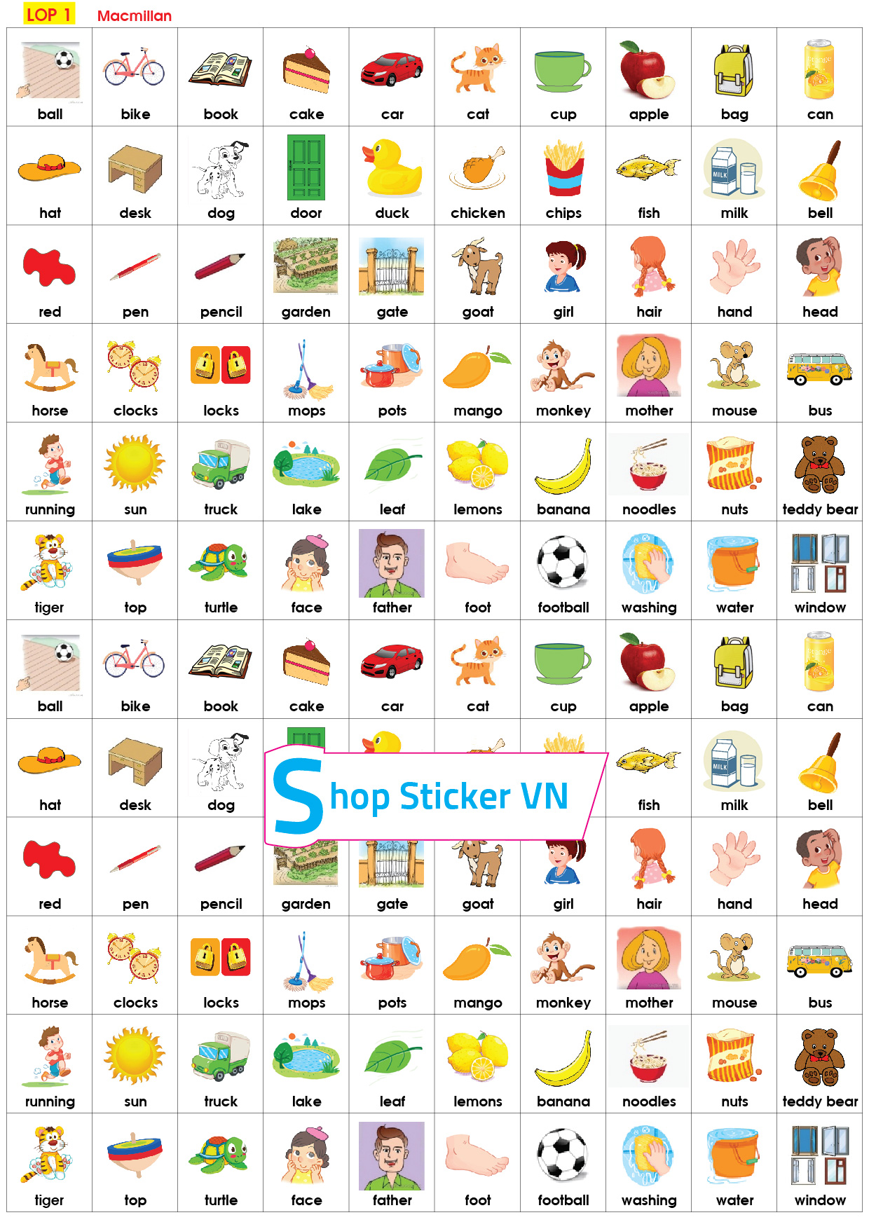 Sticker từ vựng tiếng anh lớp 1, lớp 2 - Macmillan