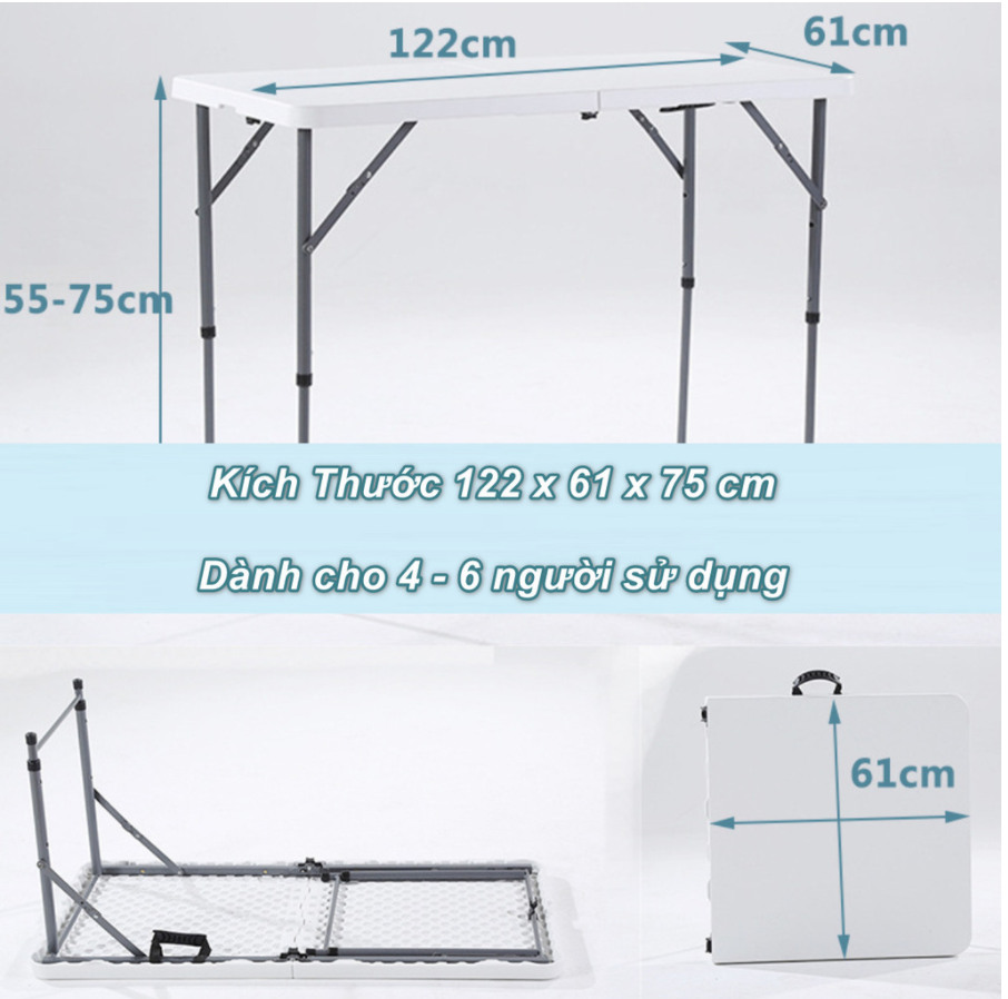Euro quality - bàn ăn xếp gọn ngoài trời home&garden cao cấp 1.22m