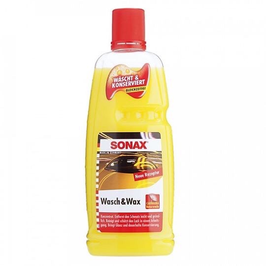 [TẶNG KHĂN LAU XE] NƯỚC RỬA XE SIÊU BÓNG SONAX WASH & WAX 1000ML (VÀNG)