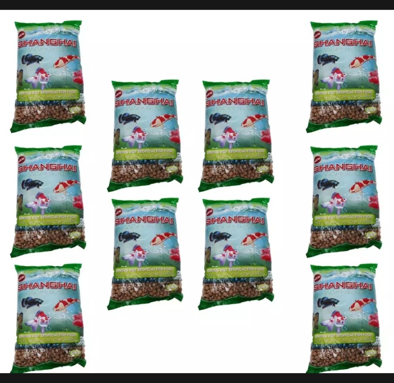 Combo 10 bịch thức ăn cá shanghai 500g viên nhỏ - cám cá cảnh