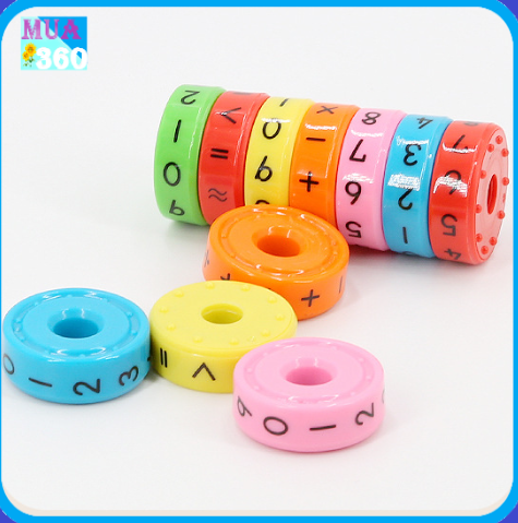 Bộ xoay nam châm bé tập làm toán - bộ làm toán xoay - dụng cụ học tập làm toán cho bé - robik toán học bằng nhựa có nam châm