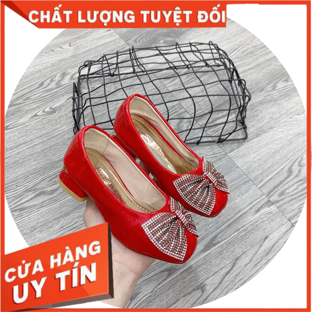 [HCM]GIÀY BÚP BÊ NƠ ĐÁ ĐỎ CÓ GÓT BÉ GÁI0