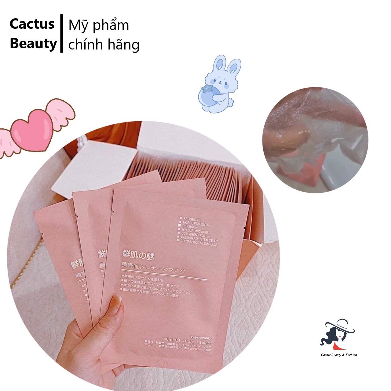Mặt nạ tế bào gốc nhau thai Rwine Beauty Stem Cell Placenta Mask Nhật Bản lẻ miếng
