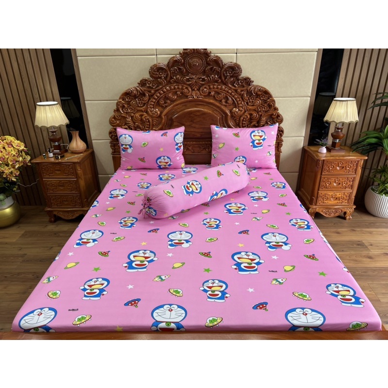 bộ ga gối thun hàn quốc Doremon ( nhận may theo yêu cầu)