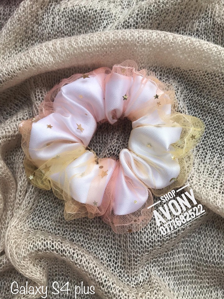 [HCM]Cột tóc vải scrunchies galaxy 2 lớp siêu phồng phiên bản 2