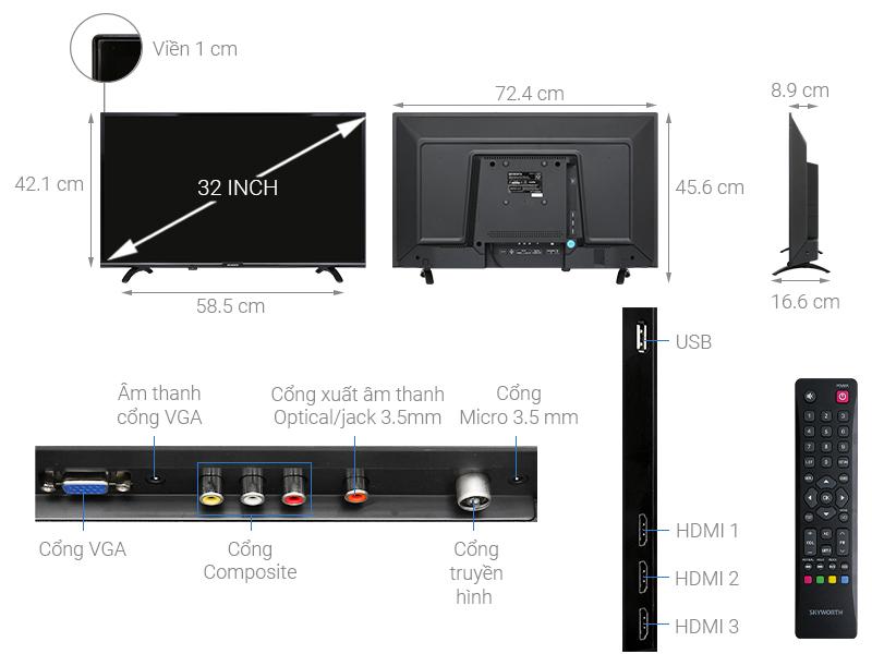 TV LED HD 32" SKYWORTH 32TB2000