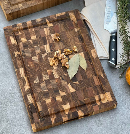 Thớt Gỗ Teak Đầu Cây KAIYO Cao Cấp Chữ Nhật - Không Khô Nứt, Cong Vênh, Mối Mọt Và Nấm Mốc