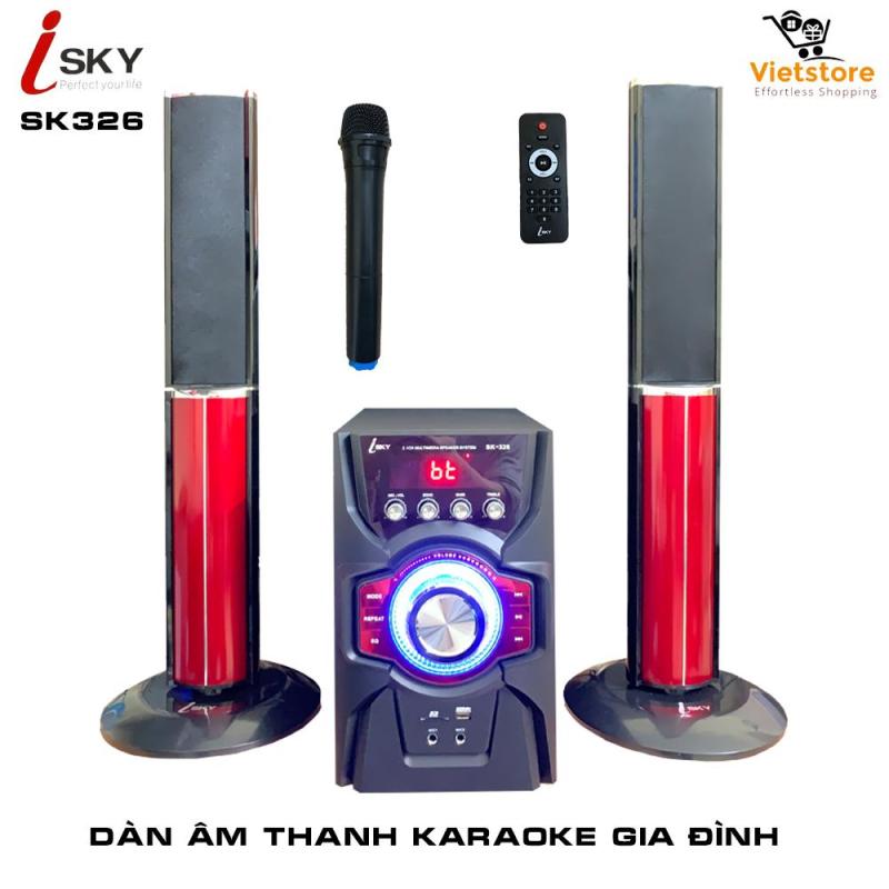 [Miễn phí vận chuyển] Dàn âm thanh khủng tại nhà - dàn karaoke gia đình- kết nối Tivi , iphone, ipad, smartphone  - loa vi tính cỡ lớn  âm thanh Hifi siêu Bass đỉnh cao có kết nối Bluetooth USB thẻ nhớ Isky - SK326 (Tặng kèm Micro không dây)