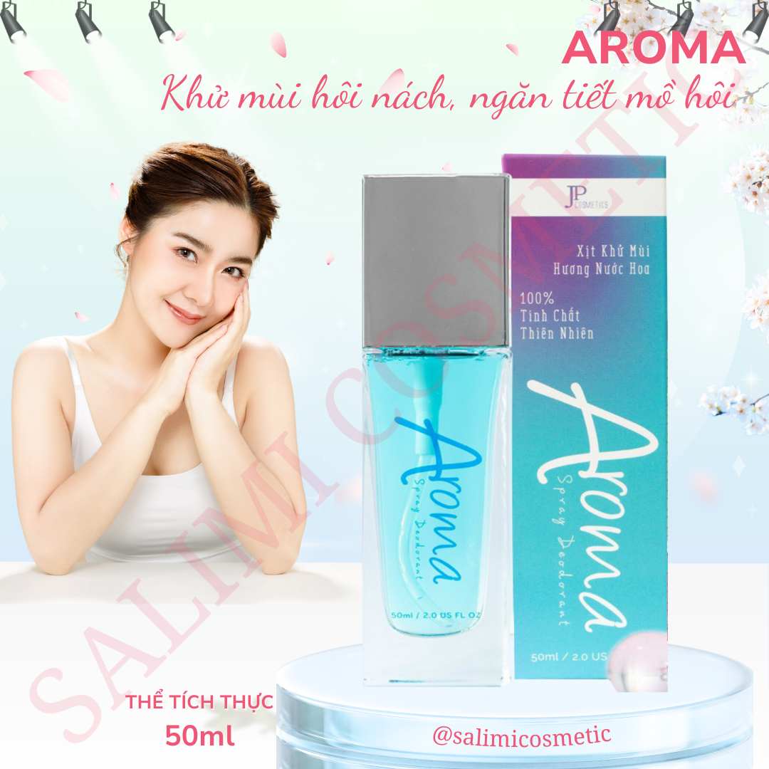 Xịt Khử Mùi Hôi Nách AROMA 50ml, Ngăn Tiết Mồ Hôi, Hạn Chế Mùi Cơ Thể, Thay Thế Lăn Khử Mùi, Ngăn Mùi Suốt 24h