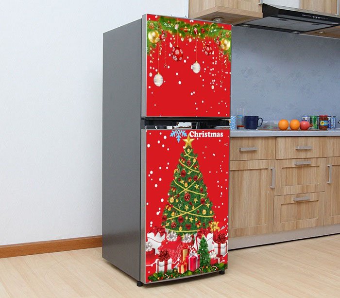 [HCM]Miếng dán tủ lạnh Cao cấp - Giáng sinh (Kích thước Ngang 60cm x Cao 1m3)