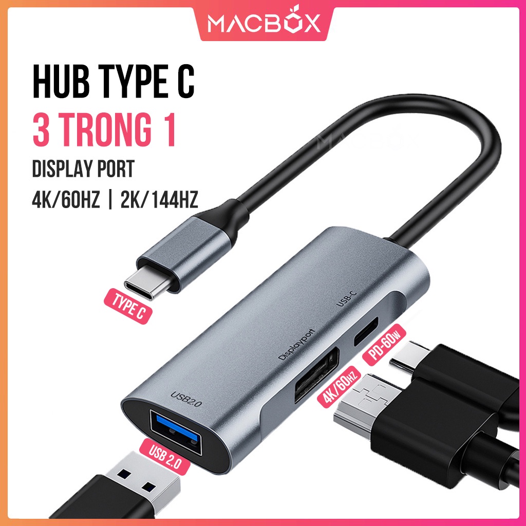 HUB Type C và HUB USB 3.0, Bộ chia cổng chuyển đổi to HDMI,USB 3.0,SD,TF,RJ45,PD Type C cho Laptop Macbook