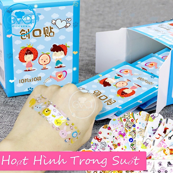Set 10 Miếng Băng Keo Cá Nhân Hoạt Hình Cute Bandages Trong Suốt 