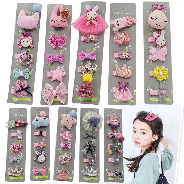Set 5 kẹp tóc siêu dễ thương cho bé gái