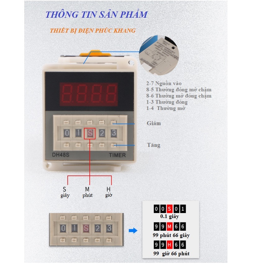 rơle thời gian DH48S Kèm đế. timer thời gian