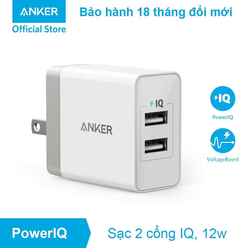Sạc ANKER PowerPort 2 Lite 2 cổng PowerIQ 12w - A2129