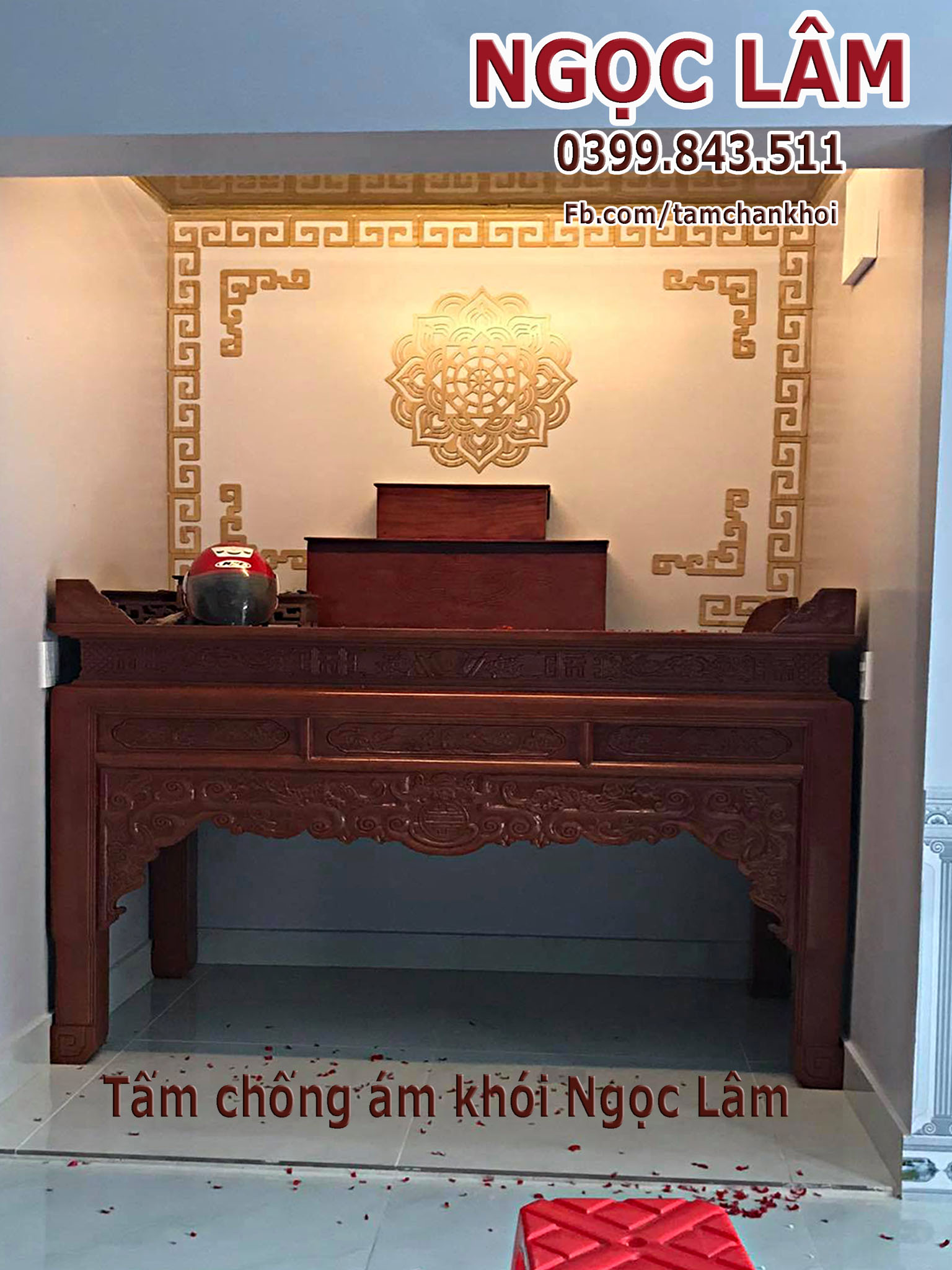Ốp trang trí ban thờ 41x41cm hoa Sen