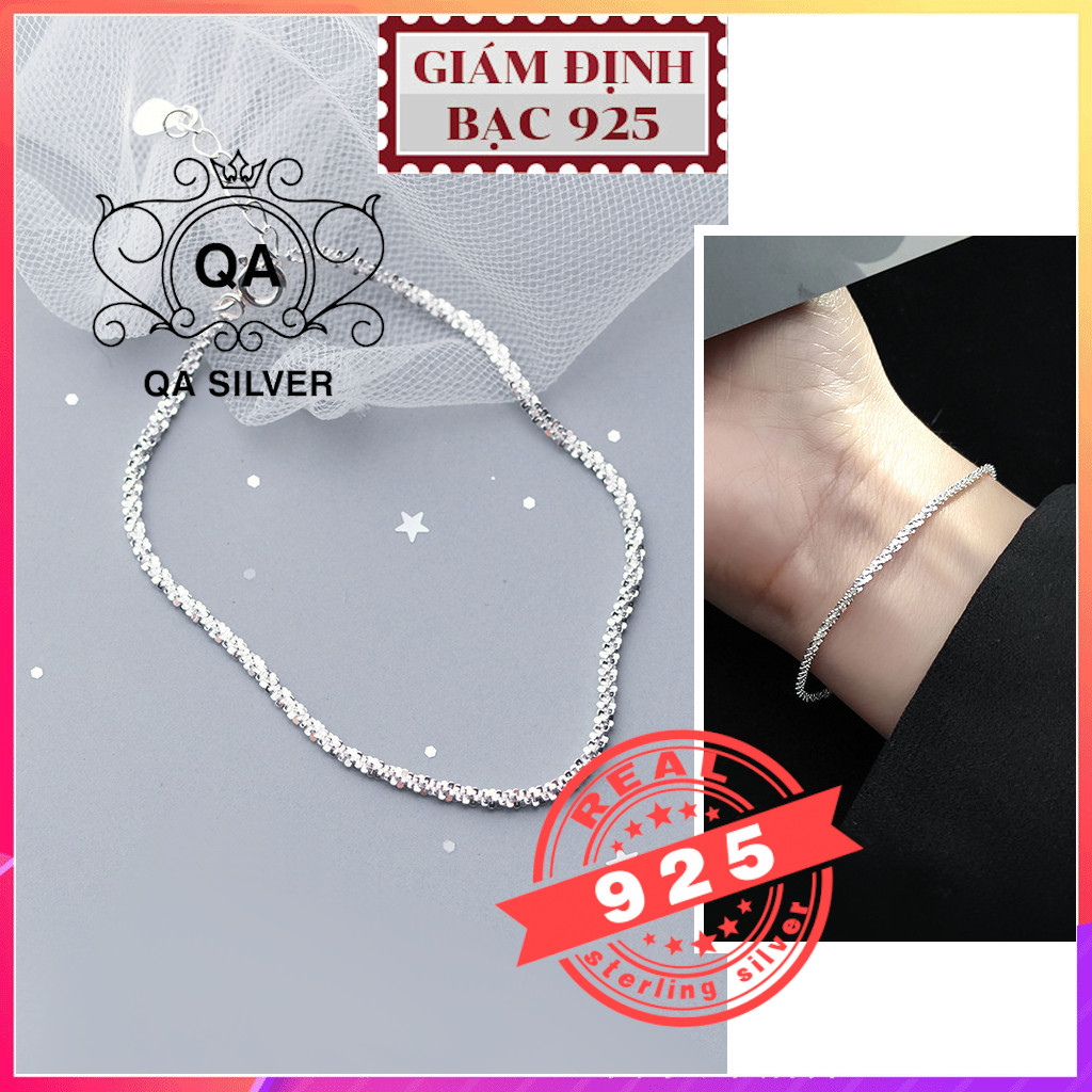 Vòng tay bạc 925 xù lắc nữ sequin trơn kim tuyến S925 TWIST QA SILVER Bracelet BR190702