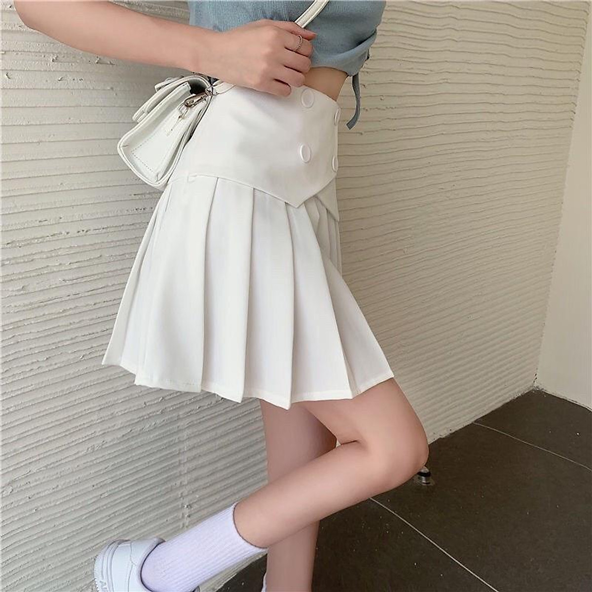 Chân váy xếp ly 4 khuy thời trang