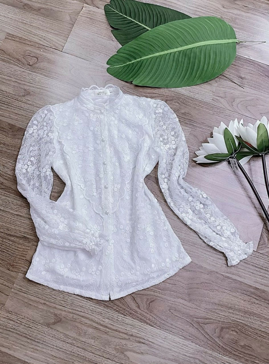 Áo sơ mi ren nữ công sở đẹp trẻ trung mặc mát