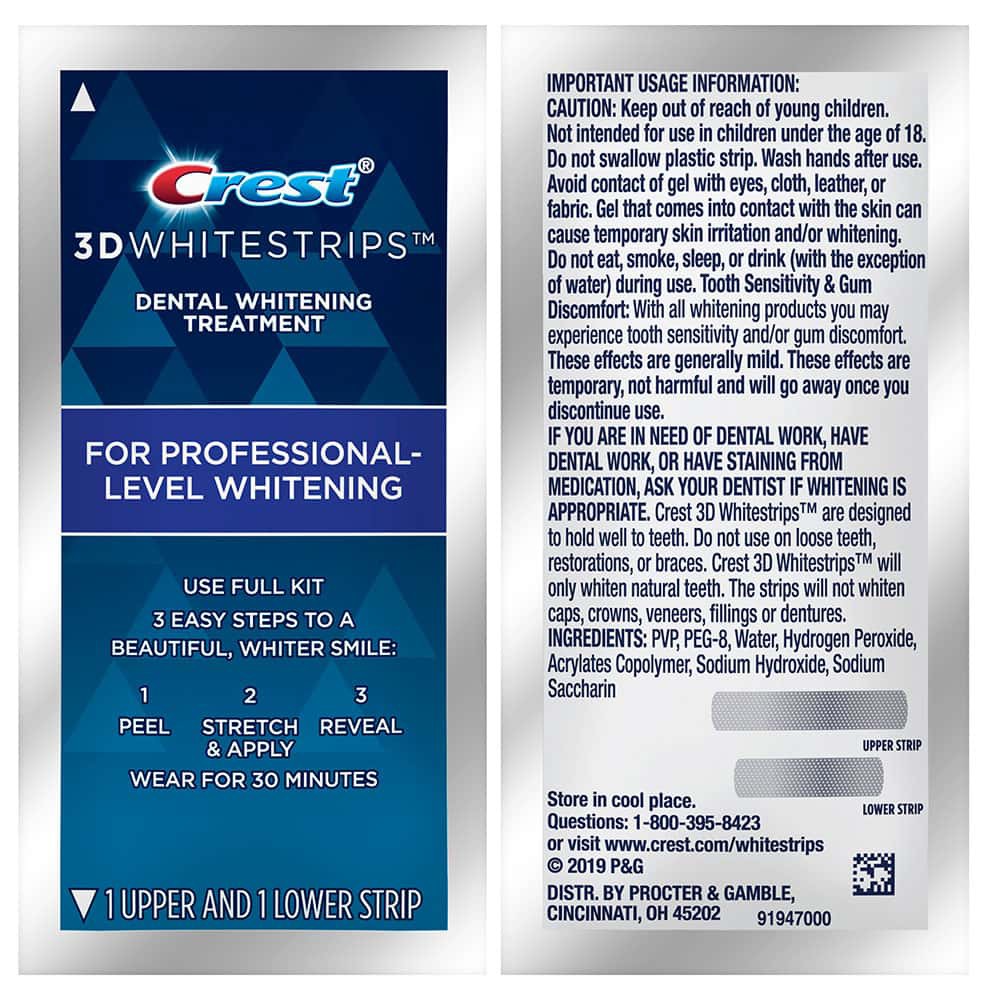 [CHÍNH HÃNG ĐỦ LOẠI] 1 GÓI LẺ - Miếng dán trắng răng Crest 3D White - Mỹ (Professional Effects/ Supreme Flexfit/ Glamorous/ 1 hour)