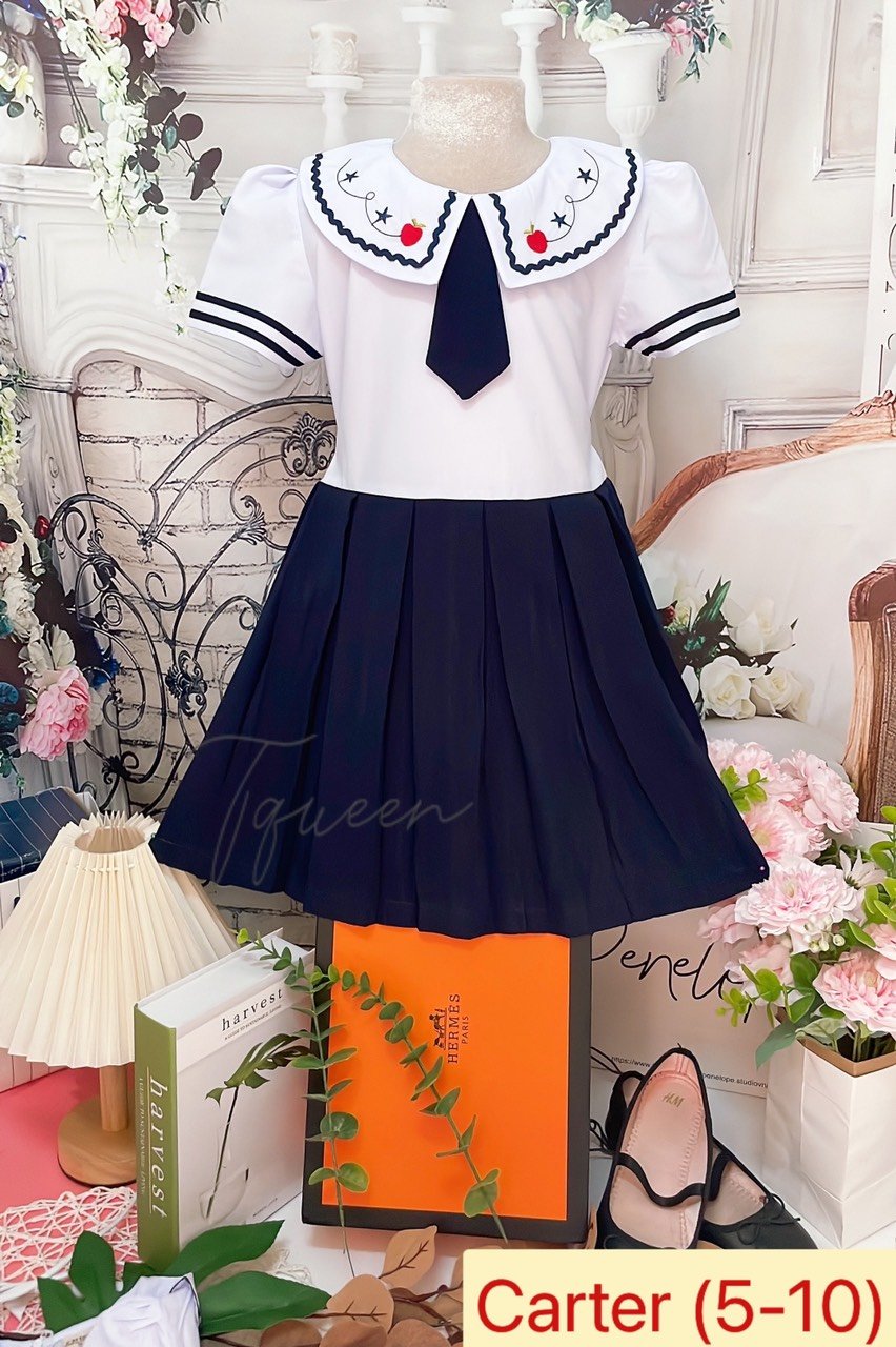 Đầm học sinh - Vải kate lụa - Danangsale