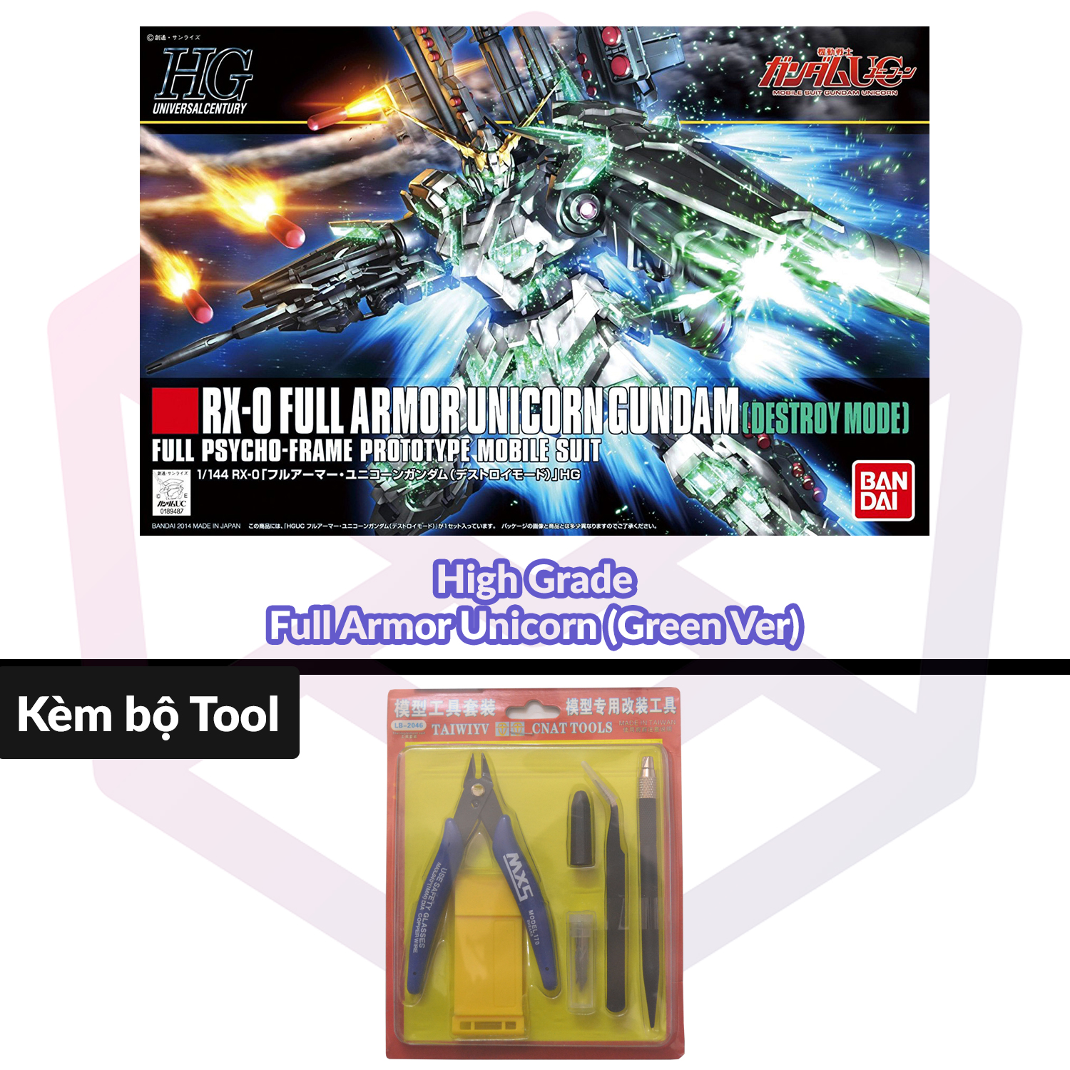 Mô Hình Lắp Ráp Bandai High Grade Universal Century Full Armor Unicorn Gundam (Green Ver)