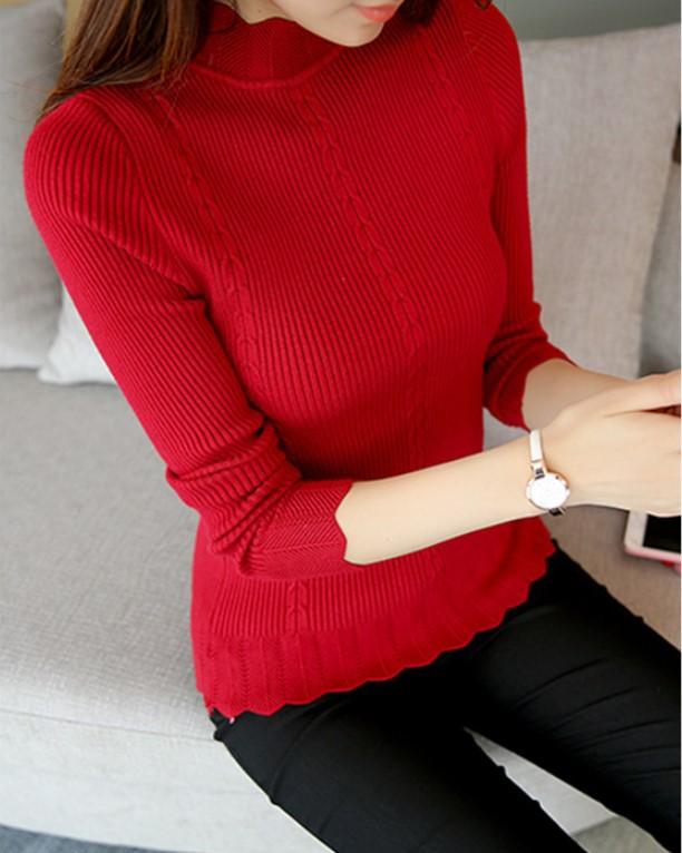 Áo len nữ dài tay cổ hoa
