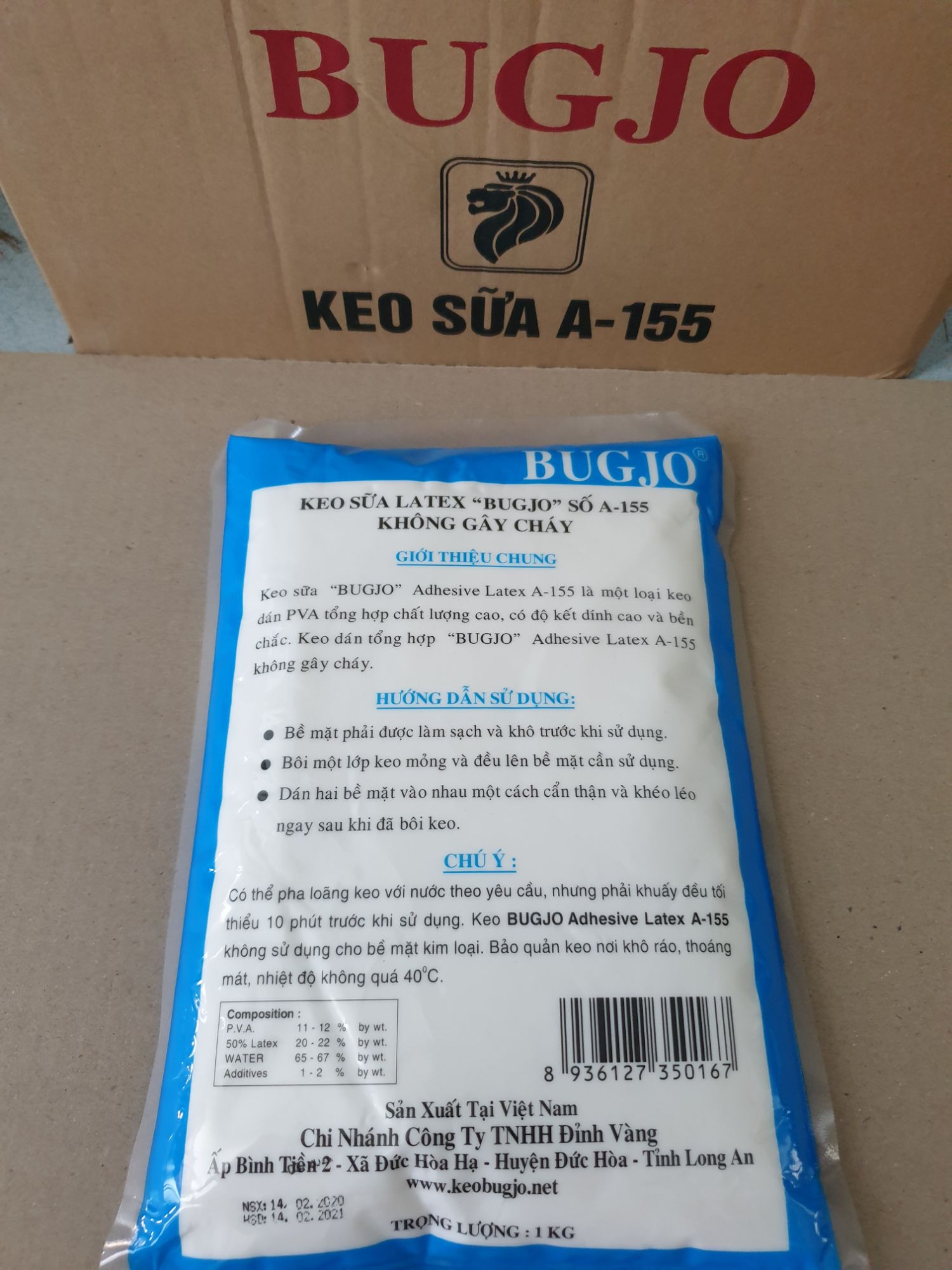 Keo sữa LATEX BUGJO A155 dán giấy, gỗ, simili, giấy dán tường...