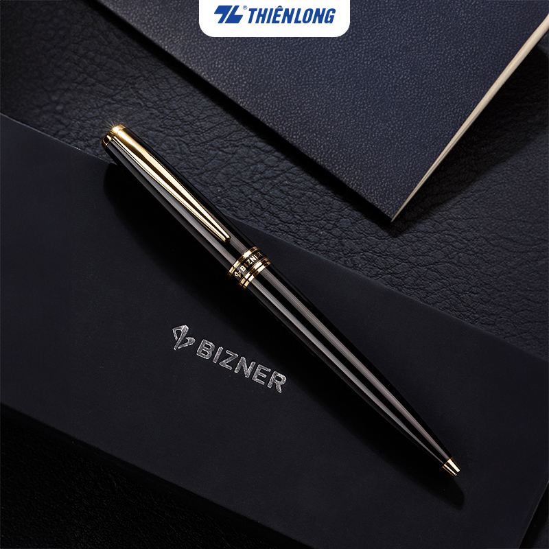Bút bi cao cấp Thiên Long mạ vàng 18K sang trọng, thân bút kim loại, hộp bút được thiết kế tinh tế Biz-04