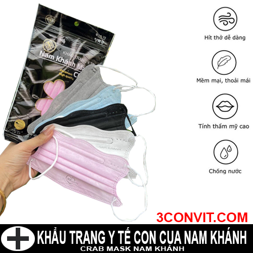 Túi Zip tiện dụng 10 chiếc khẩu trang cao cấp con cua 4 lớp Nam Khánh