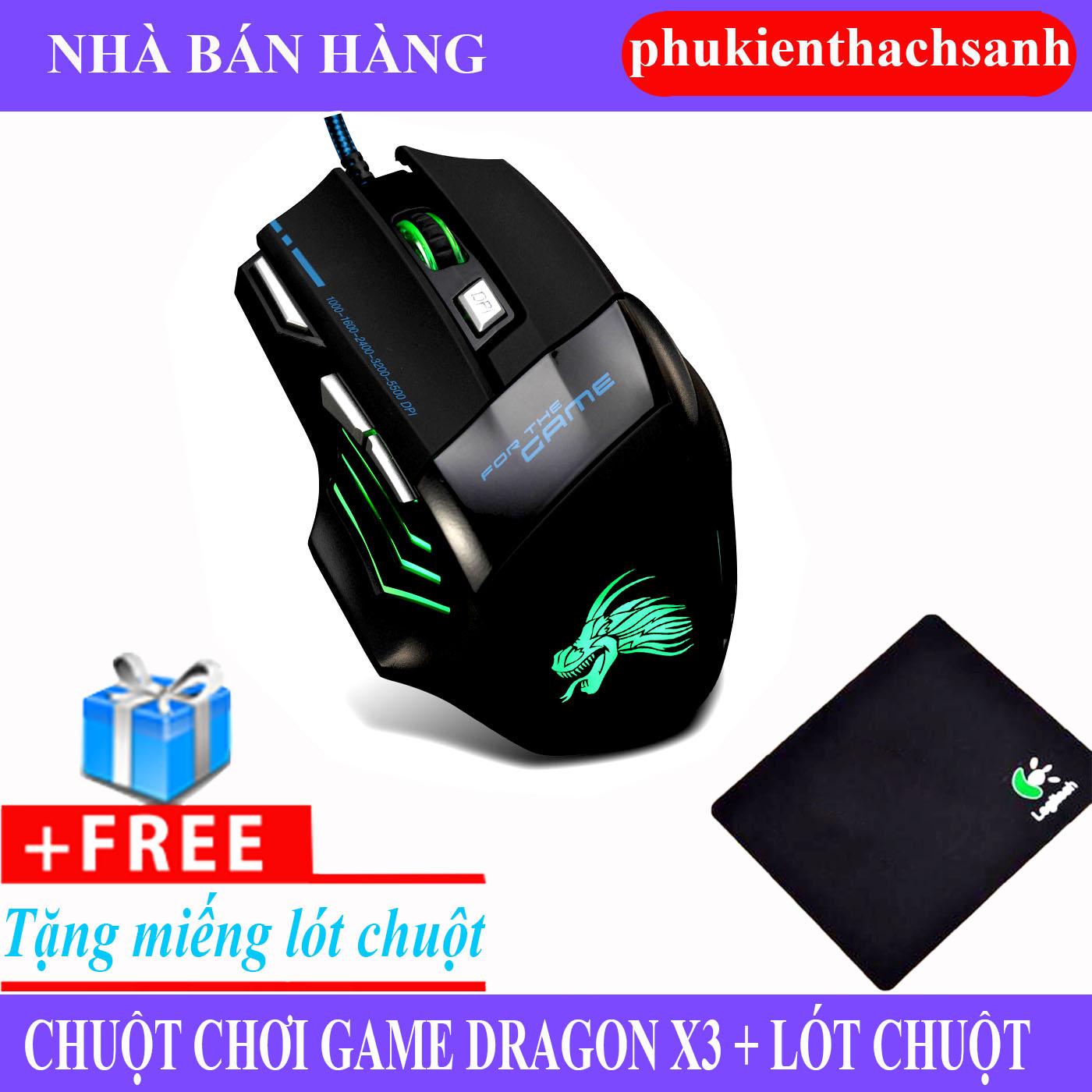 Chuột Chơi Game Có Dây DRAGON X3 + Tặng Miếng Lót Chuột LOGITECH