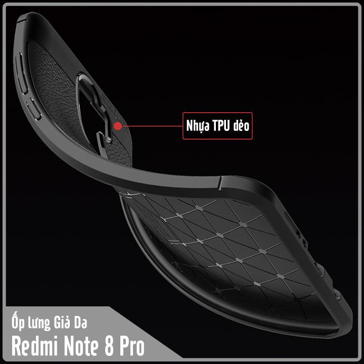 Ốp lưng cho Xiaomi Redmi Note 8 Pro Giả da chống sốc Auto Focus