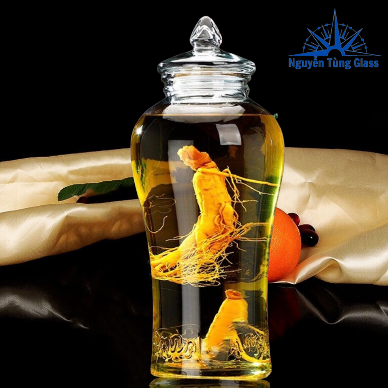 BÌNH NGÂM RƯƠU THUỶ TINH SÂM CHÂN MÂY 6 LÍT KHÔNG VAN