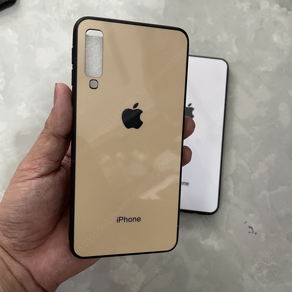 Ốp lưng giả iPhone cho Samsung A7 2018 mặt lưng bóng đẹp