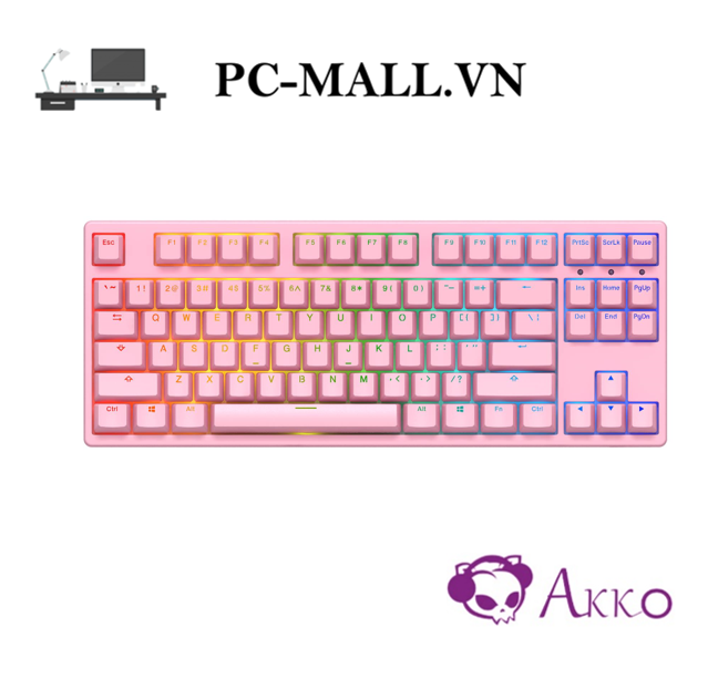 Bàn phím cơ Akko 3087S RGB - Pink - HÀNG CHÍNH HÃNG - PCMALL.VN