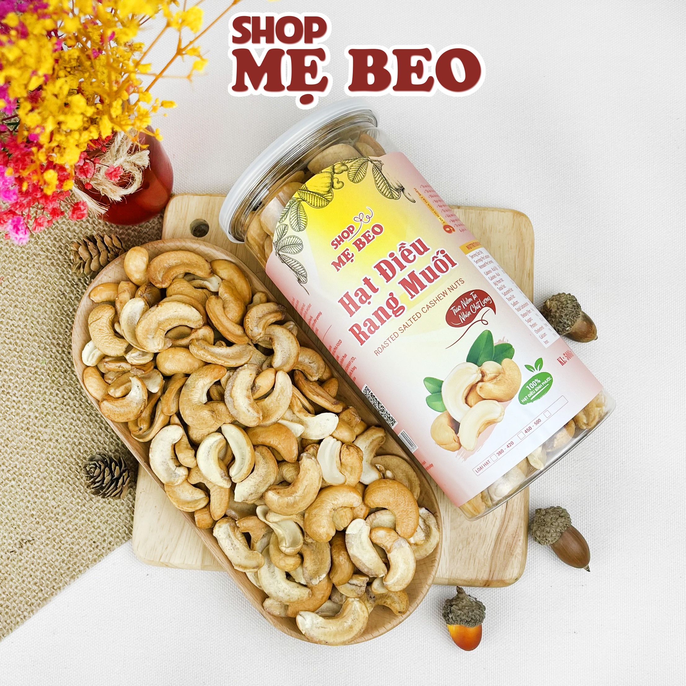 Hạt Điều Rang Muối Sạch Vỏ Lụa Loại Bể Shop Mẹ Beo