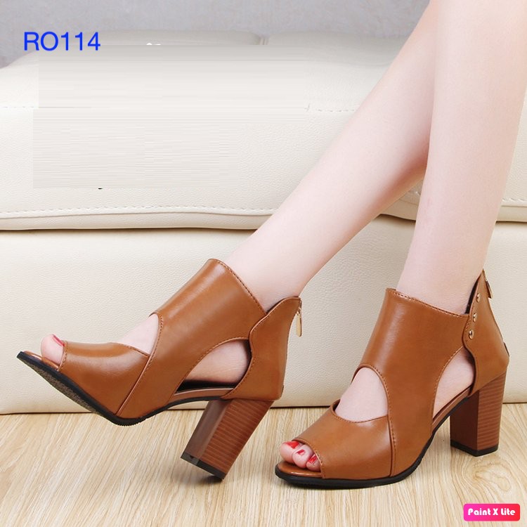 GIÀY BOOT NỮ CỔ THẤP GIÀY CAO GÓT HÀNG HIỆU ROSATA PHÁ CÁCH RO114