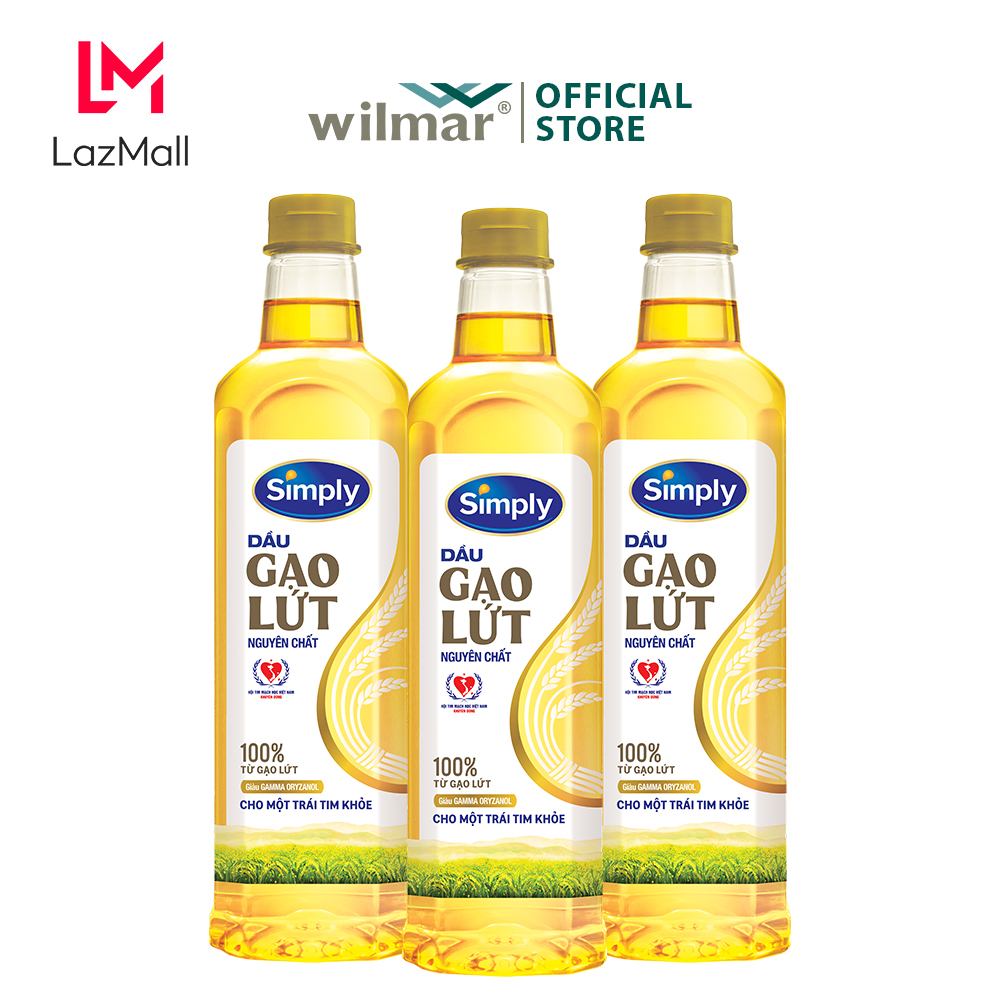 [Combo 3 chai] Dầu gạo lứt Simply 1L