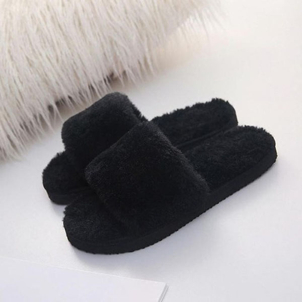 Dép lông đi trong nhà - màu đen size 36