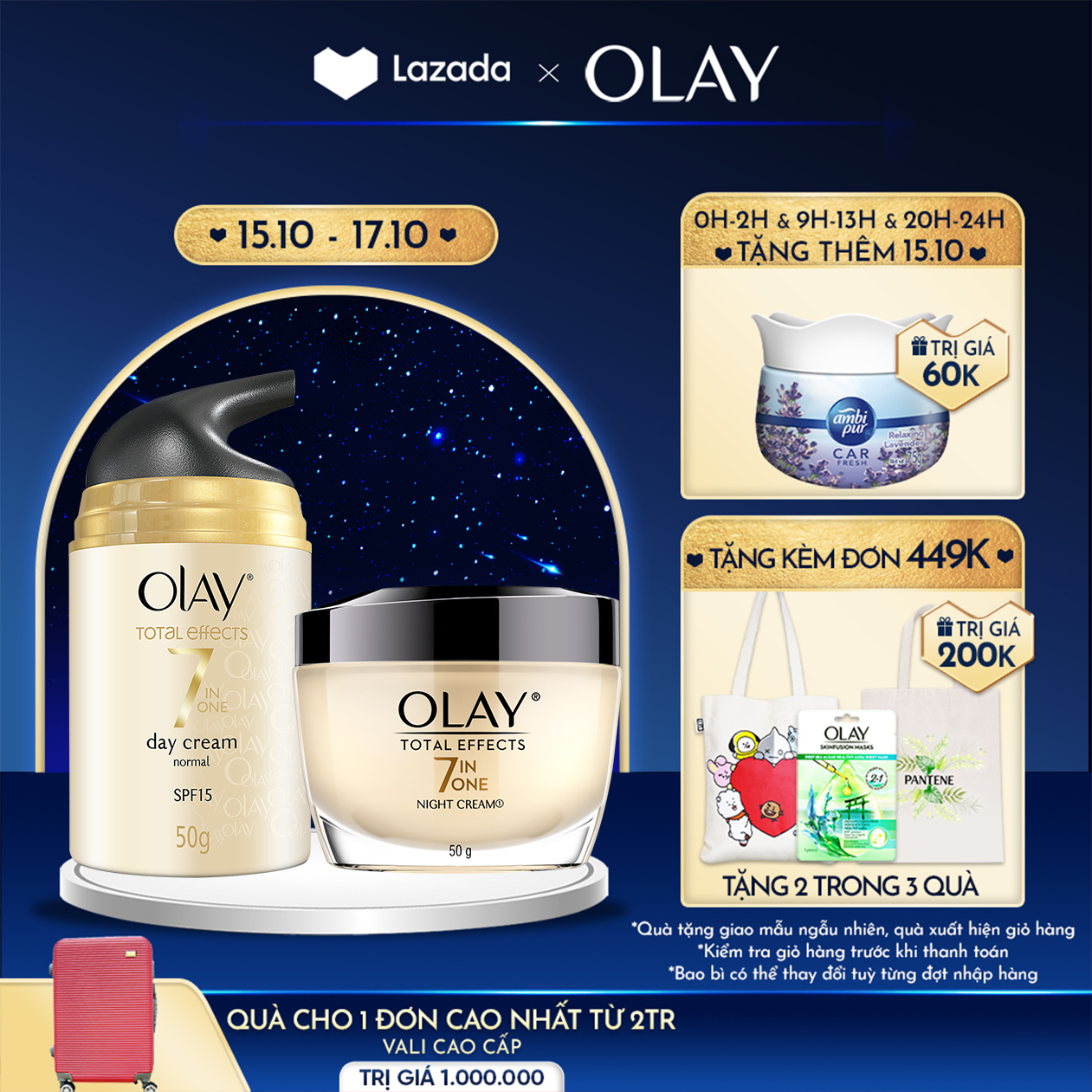 Bộ 2 sản phẩm Olay Total Effect Chống lại 7 Dấu Hiệu Lão Hóa: 1 Kem dưỡng ngày 50g +...