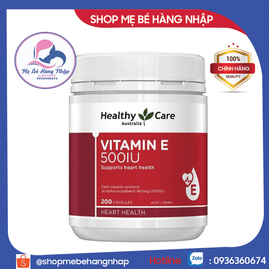 Vitamin e healthy care 500iu,200 viên