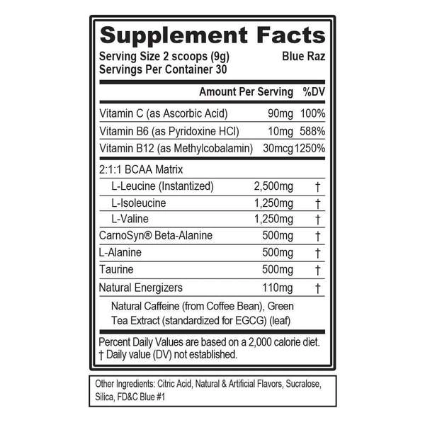 EVL BCAA ENERGY - Comprehensive Energy Supplement for Workouts (30 Servings)