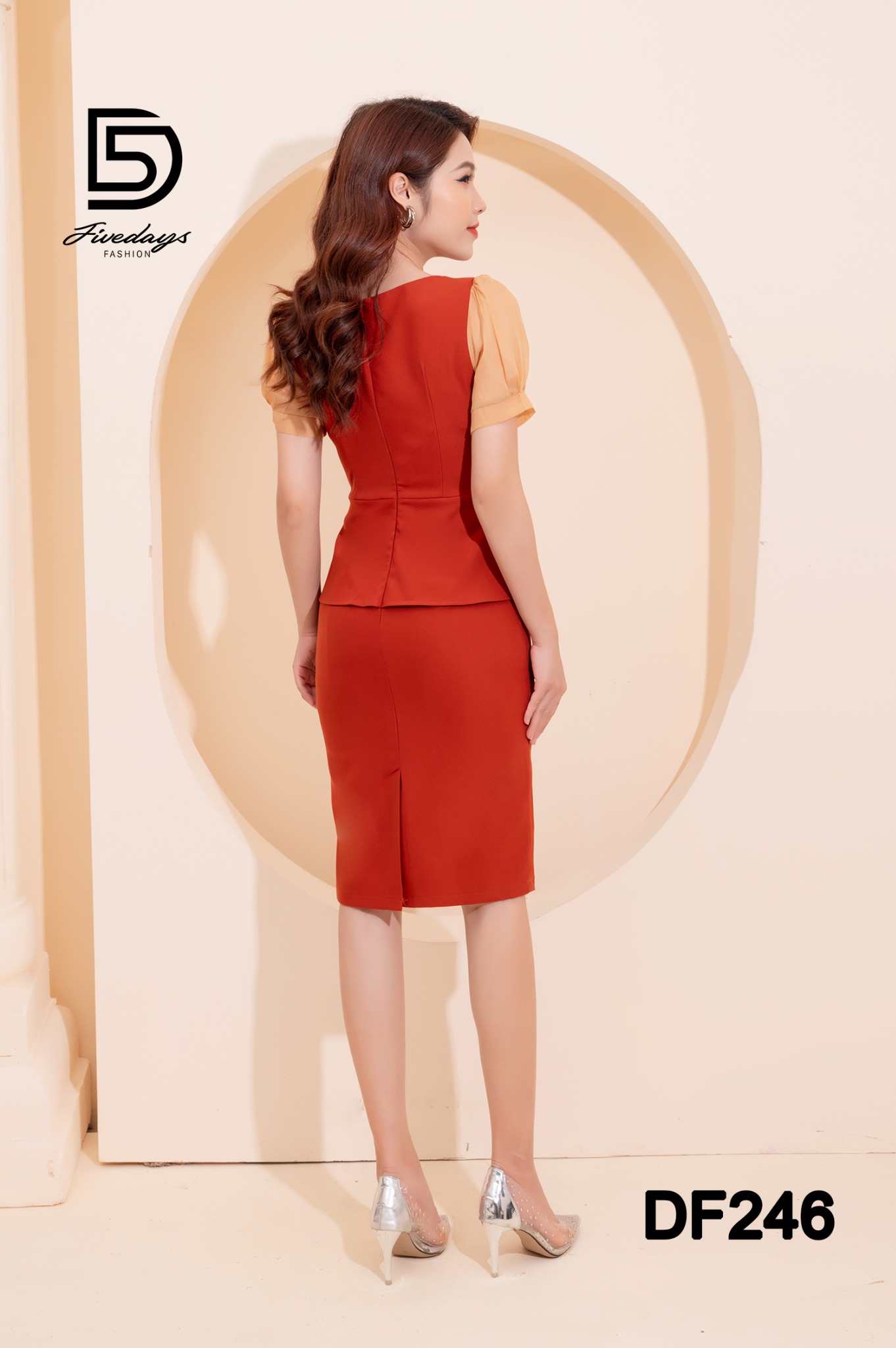 Đầm Peplum phối tay hoa FIVEDAYS