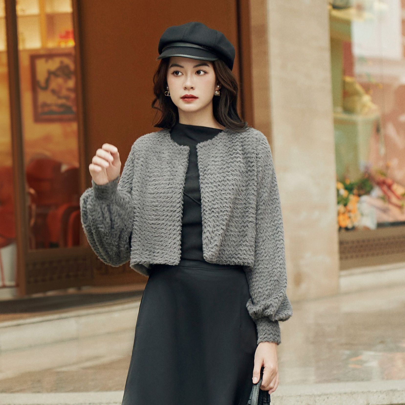 Voucher siêu sale 15% olv - áo khoác soleil grey coat