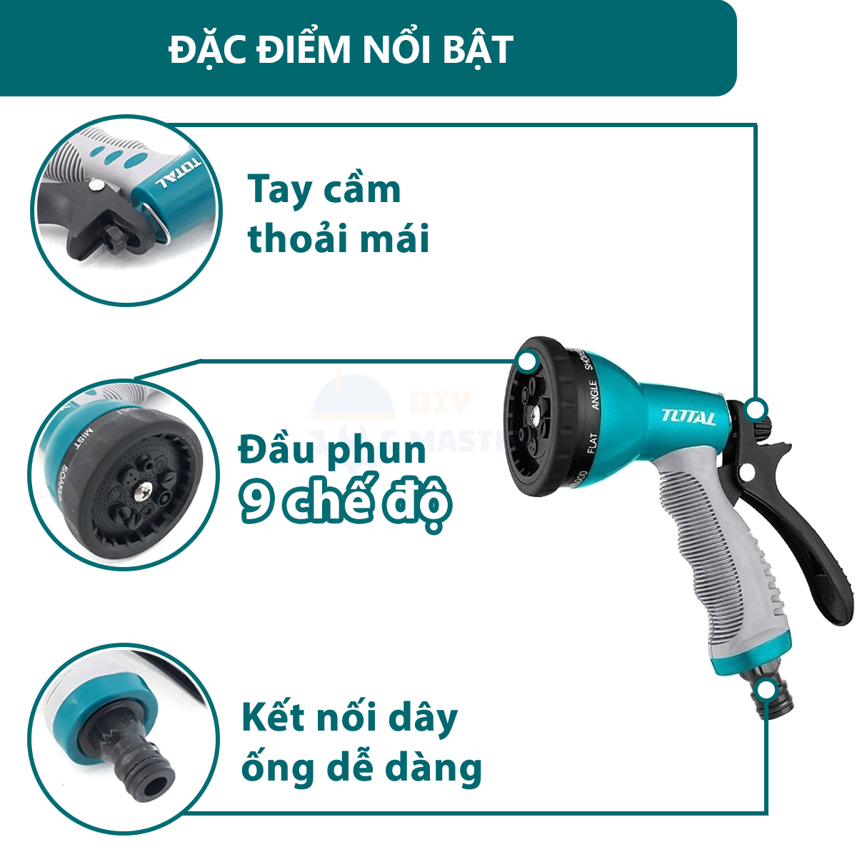 Vòi phun nước máy xịt rửa 3/4" TOTAL THWS010901