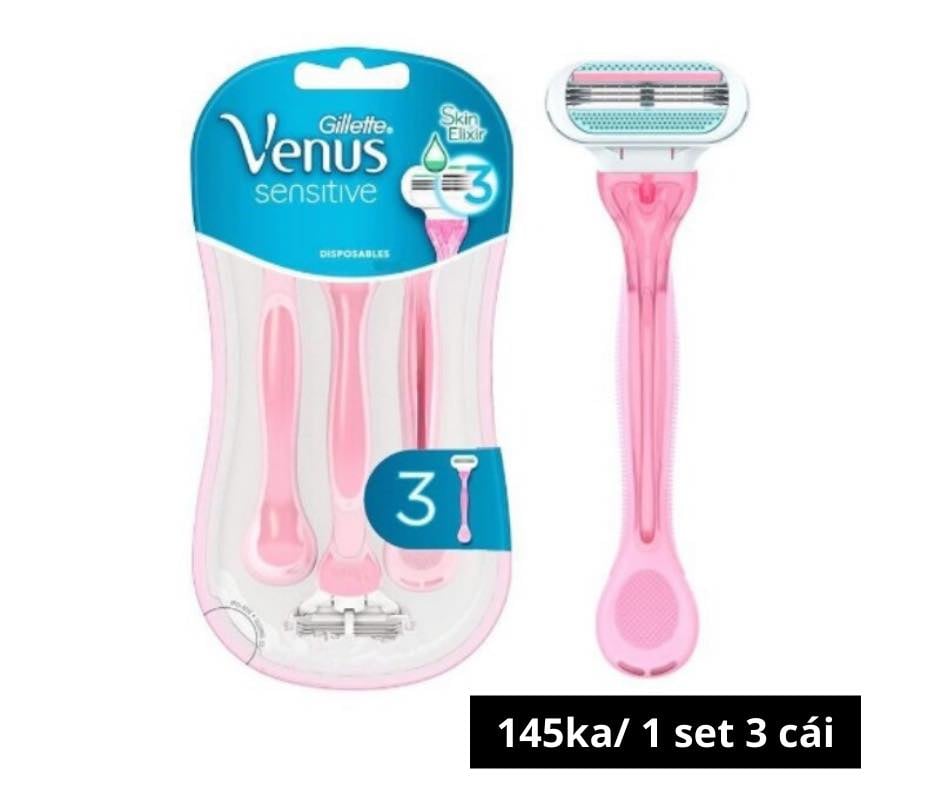 Set 3 dao cạo lông cho nữ Gillette Sensitive Venus Spa