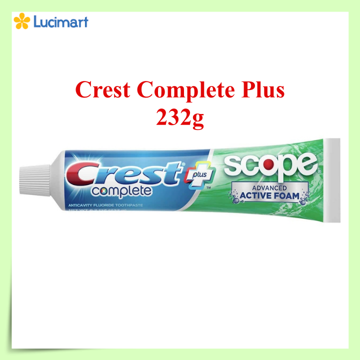 Kem đánh răng Crest Complete Extra Whitening + Scope Advanced Freshness hương Minty Fresh Striped  [Hàng Mỹ]