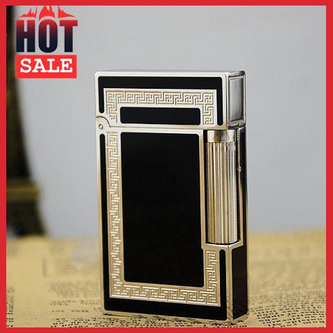 Hột Quẹt Bật Lửa Dupont Đen Viền Vuông Trắng Dùng Gas Dòng 2 Lỗ Tiếng Kêu Hay Cầm Chắc Tay