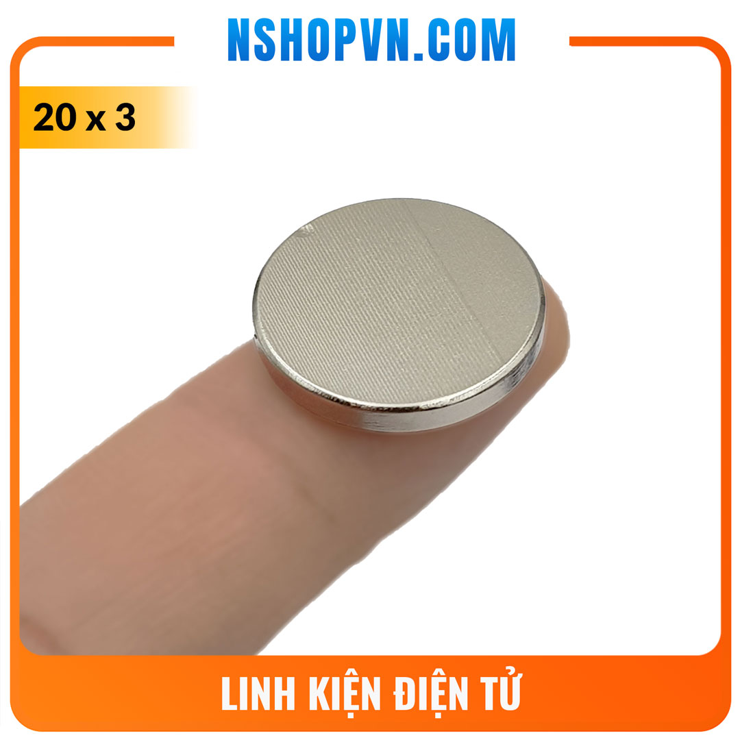 Nam châm đất hiếm tròn 20x3mm N35