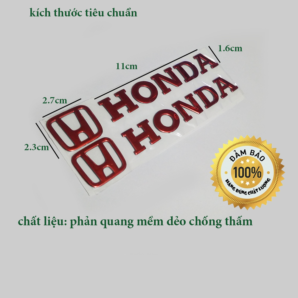 Cặp tem Honda 3D Nổi - HD Đỏ Ngọt